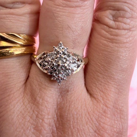 10K Gold Diamond Ring Natural Diamond Ring Promise Ring Gift for Her - Picture 2 of 11